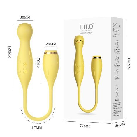 Vibrador con estimulador de clitoris tierno gatico
