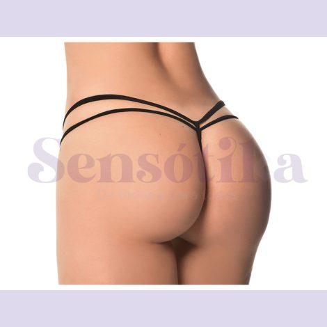 Tanga erotica negra en malla con hilo brazilera