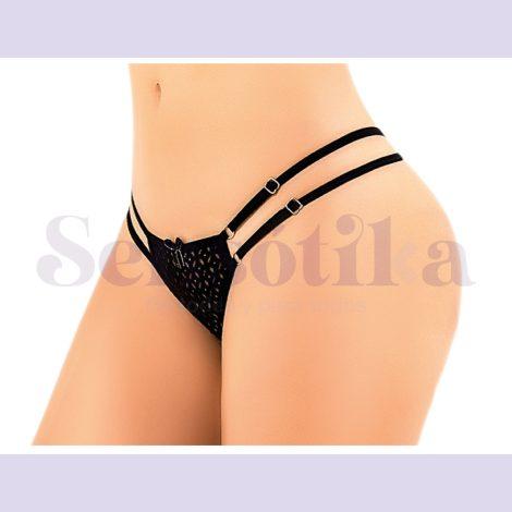 Tanga hilo en tiras color negro